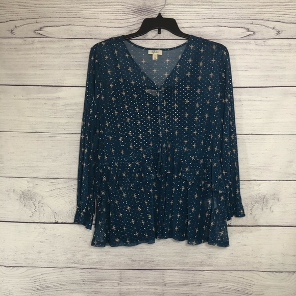 NWOT Style & Co Blue Sheer Ruffled Top Sz 2X - Picture 2 of 9